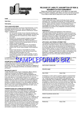 Arizona Liability Release Form 2 pdf free
